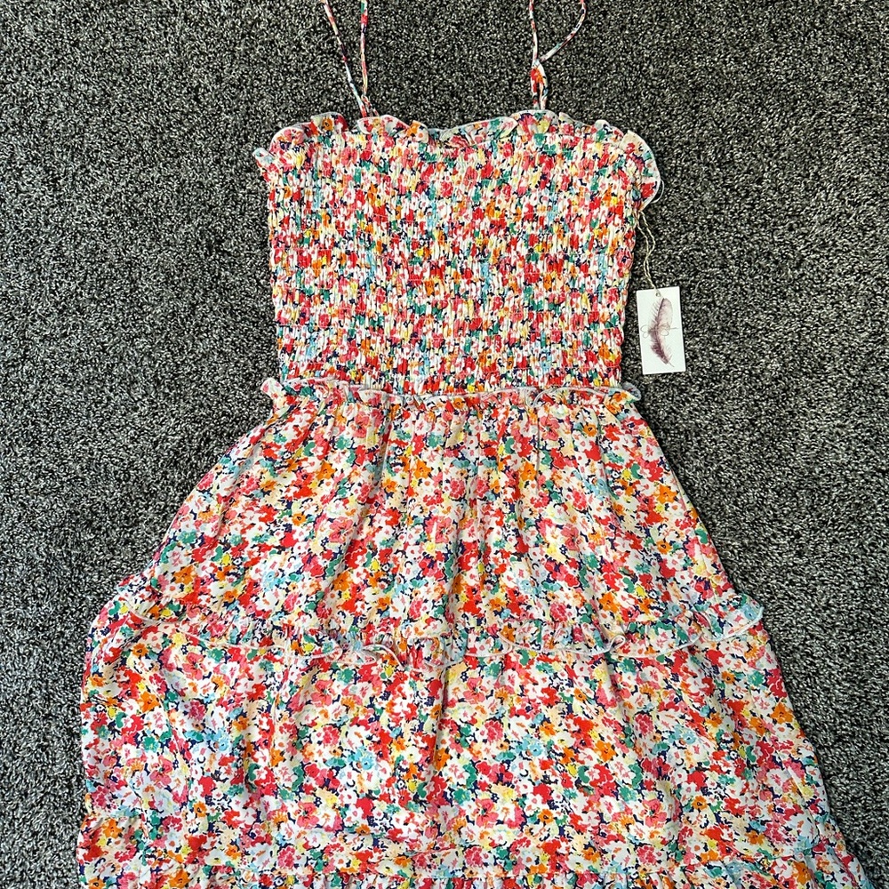 Jessica Simpson Floral Smocked Sundress - Red, Pink, Orange, Green, Blue